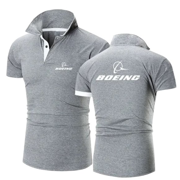 Boeing men’s GREY collared 3 buttons shirt size small